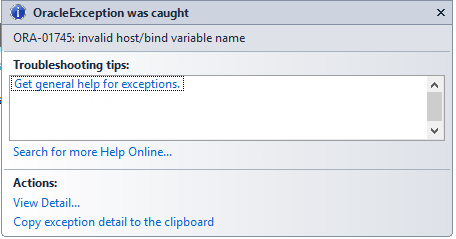 host variable name 