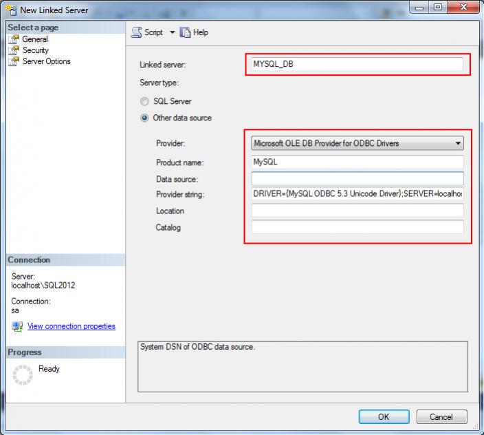 SQL Server Link Server to MySQL