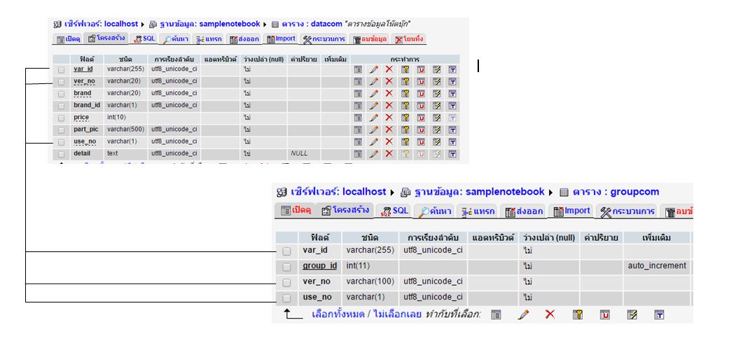 ตัวฐานข้อมูลที่ต้องการเพิ่ม