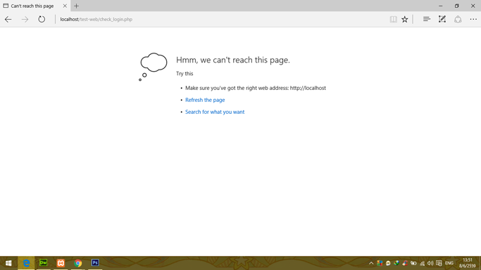 test login failed on Microsoft Edge