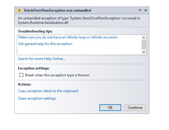 ผู้รู้ ช่วยด้วยครับ รันแล้วเด้ง stackoverflowexception was unhandled ...