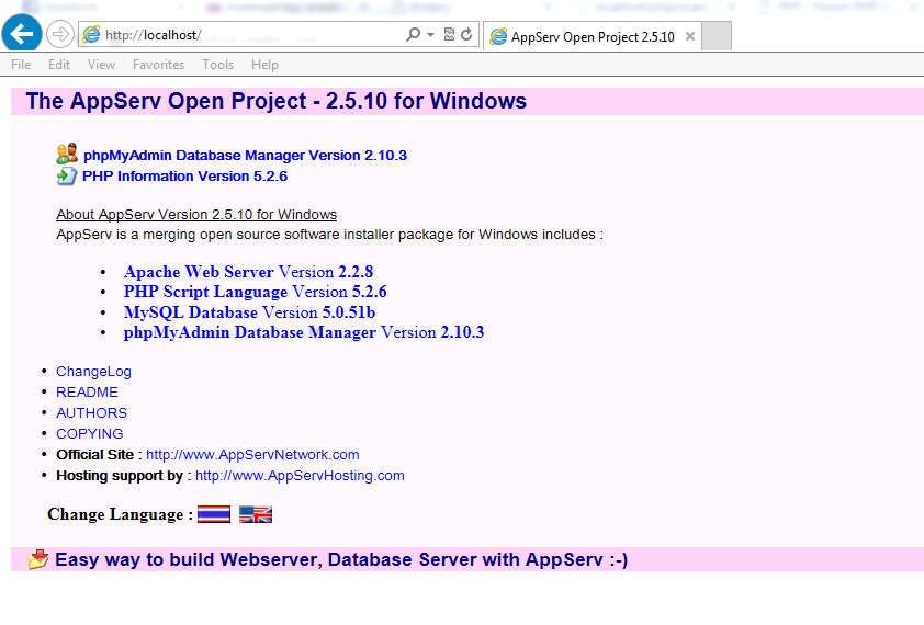 เข้า localhost ไม่ได้ค่ะ ไม่ทราบว่าเกิดจากสาเหตุอะไรคะ ตามรูปภาพที่แนบมา