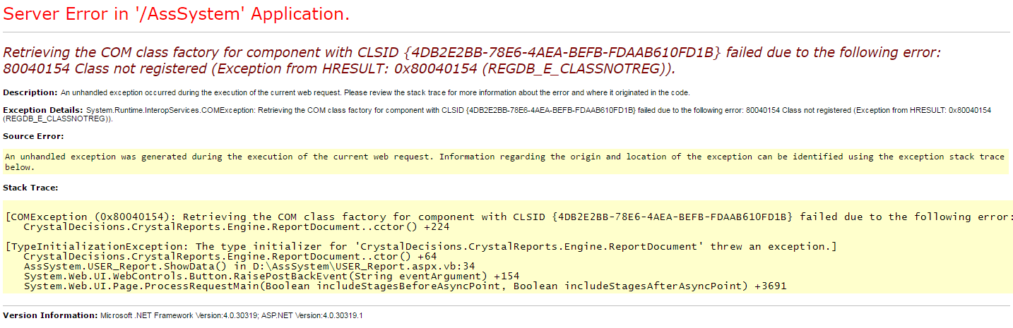 Error Cystal report
