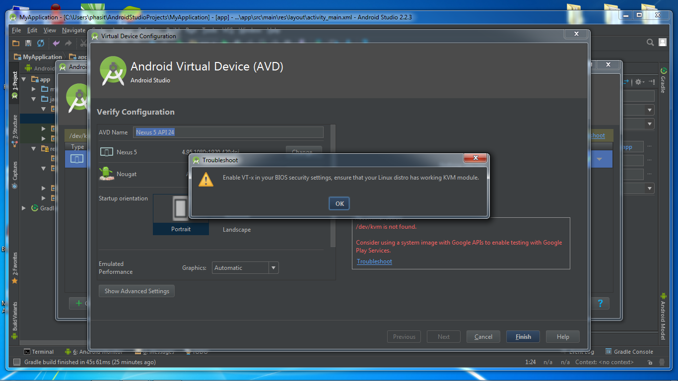 Android Studio Error ตอน Simulator Android Virtual Device
