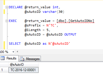 SQL Server Stored Procedure Generate Auto ID Auto Number