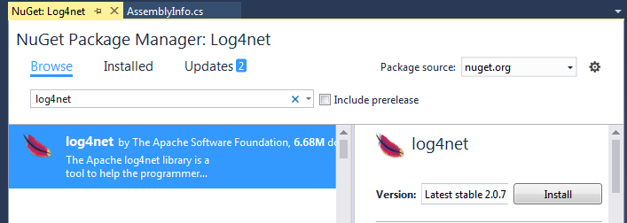 log4net .net application vb.net c#