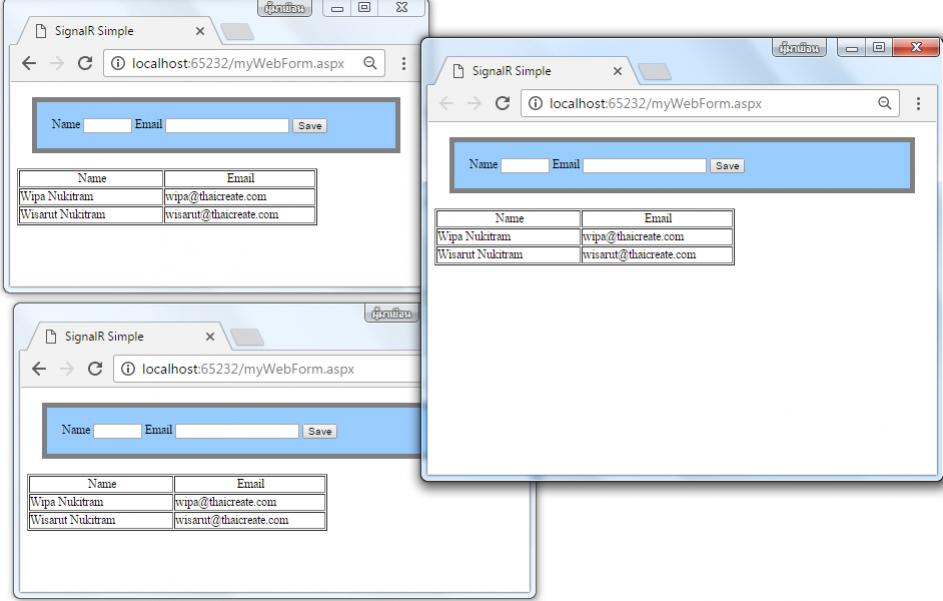 ASP.Net SignalR Database Table