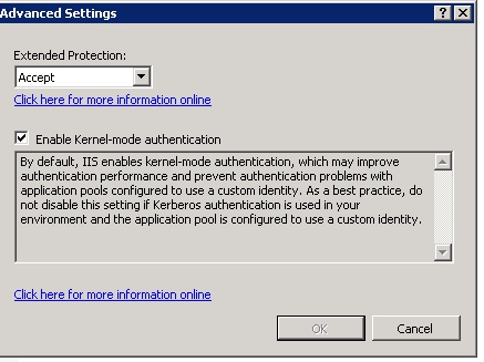 Windows Authentication Advance Setting