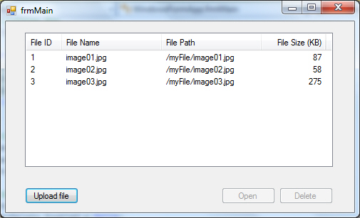 Windows Form Upload File to Database Windows Form Upload File to Database
