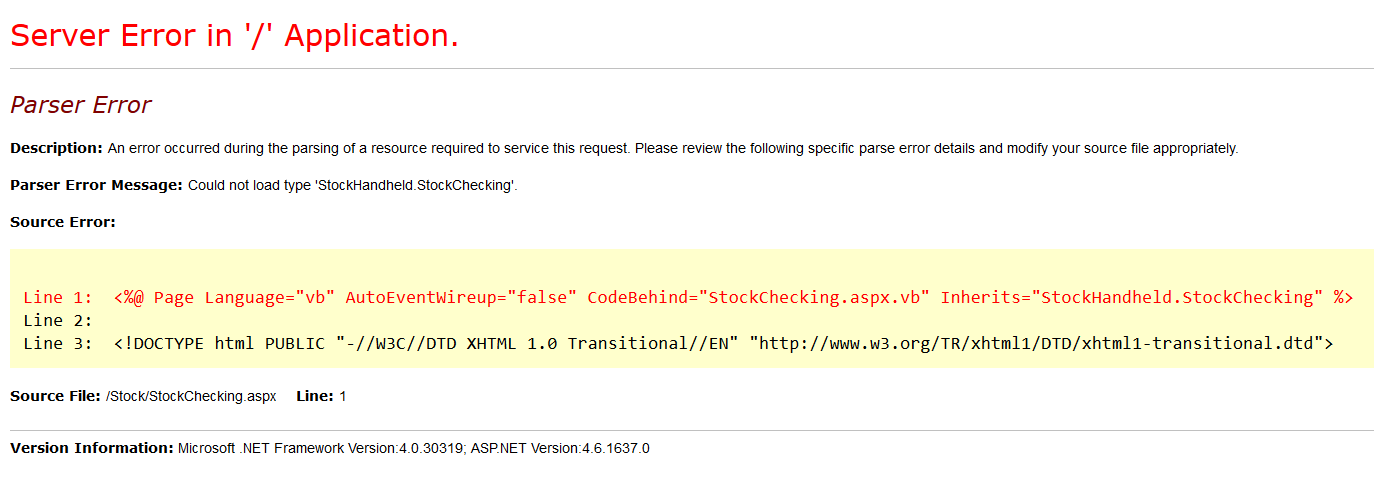 Error ASP.NET 4