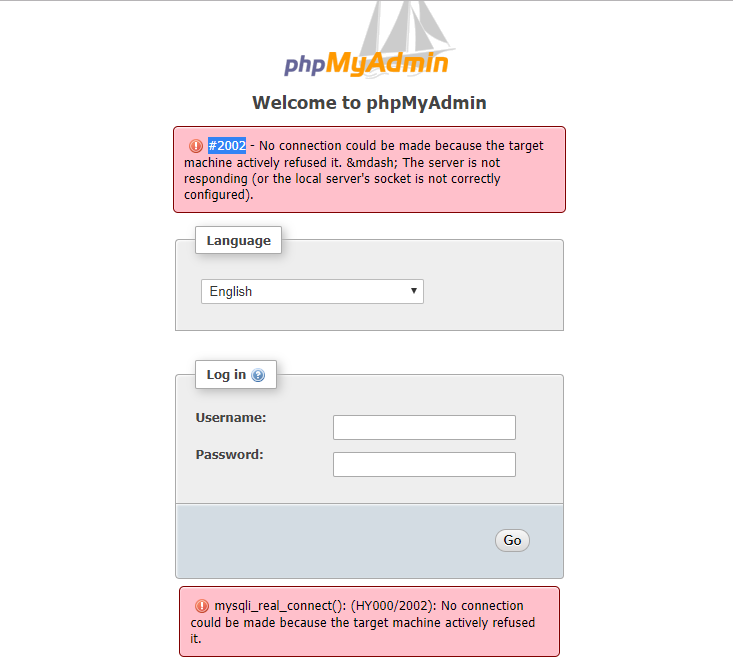 เข้าฐานข้อมูลไม่ได้