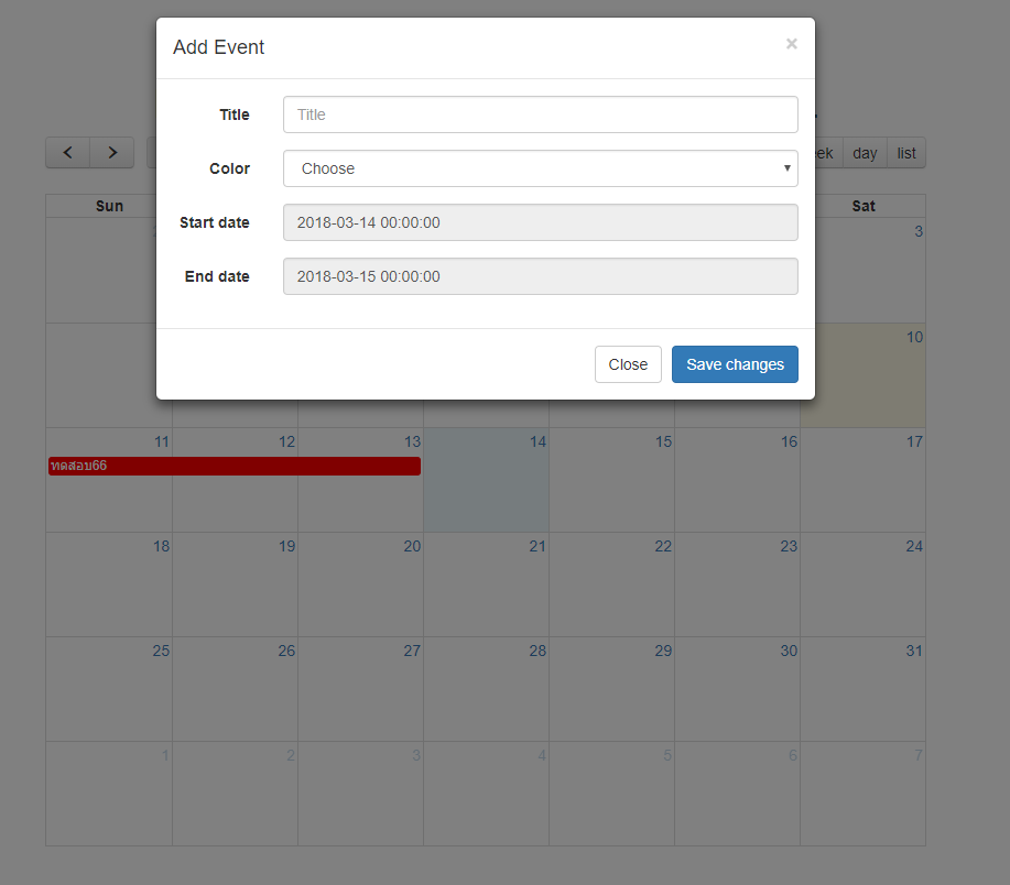 โค้ด เพิ่ม ลบ แก้ไข php mysql Modal FullCalendar Bootstrap