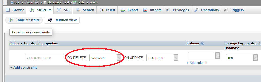 delete cascade delete cascade