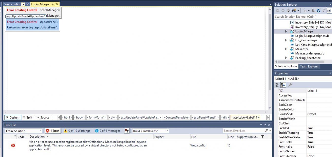 สอบถาม Project web app asp.net error control Creating