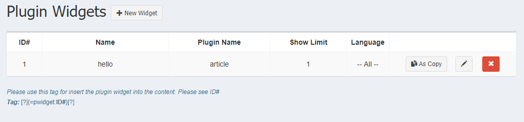 Plugin Widgets