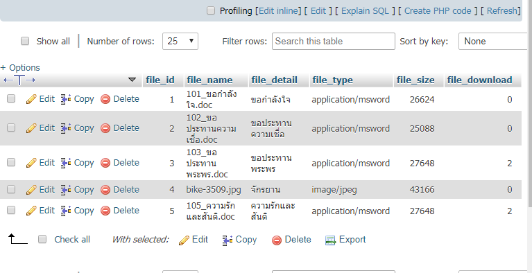 ที่เก็บในฐานข้อมูล รหัสภาษาไทยถูกต้อง