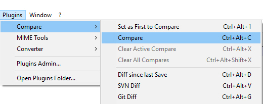 Notepad ++ Compare