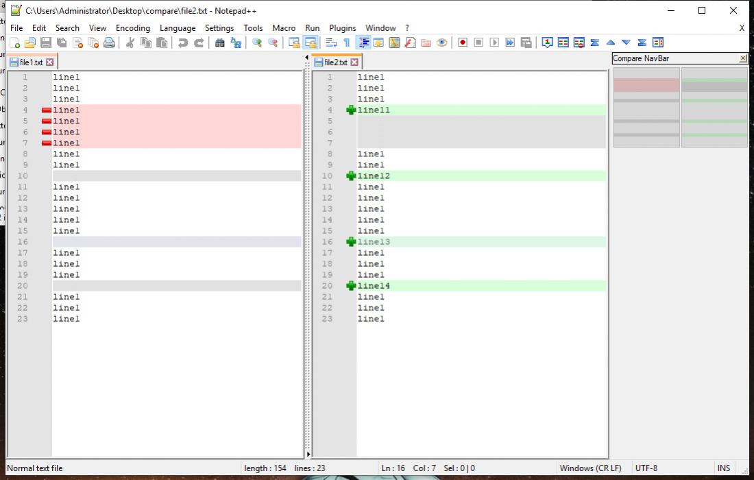 Notepad ++ Compare
