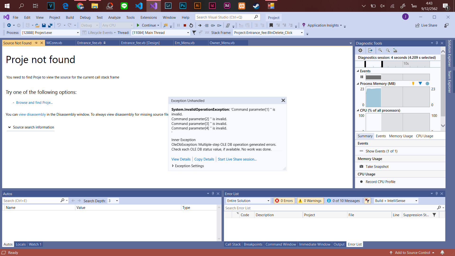 VB.NET โปรแกรมแจ้งเตือนว่า OleDbException: Multiple-step OLE DB ...