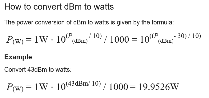 dBm2watt