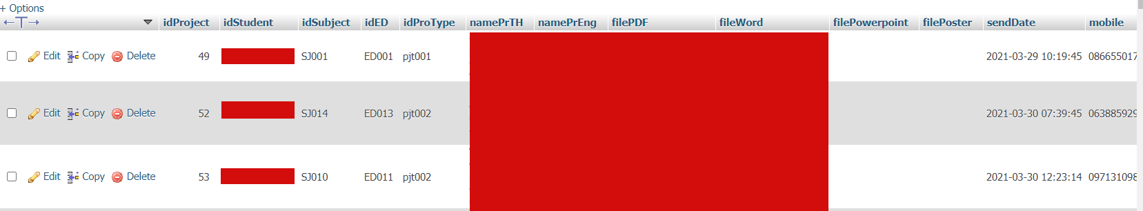 ตารางโปรเจค ตารางโปรเจค