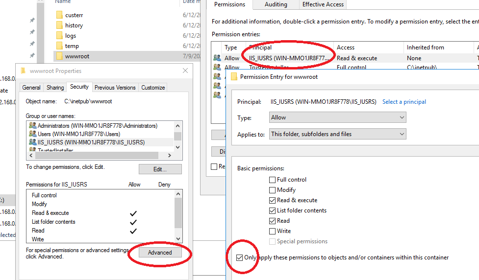 ตัวอย่าง การกำหนด permission IIS 1