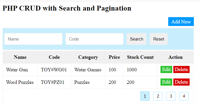 ฟรี code PHP CRUD with Search and Pagination jQuery AJAX