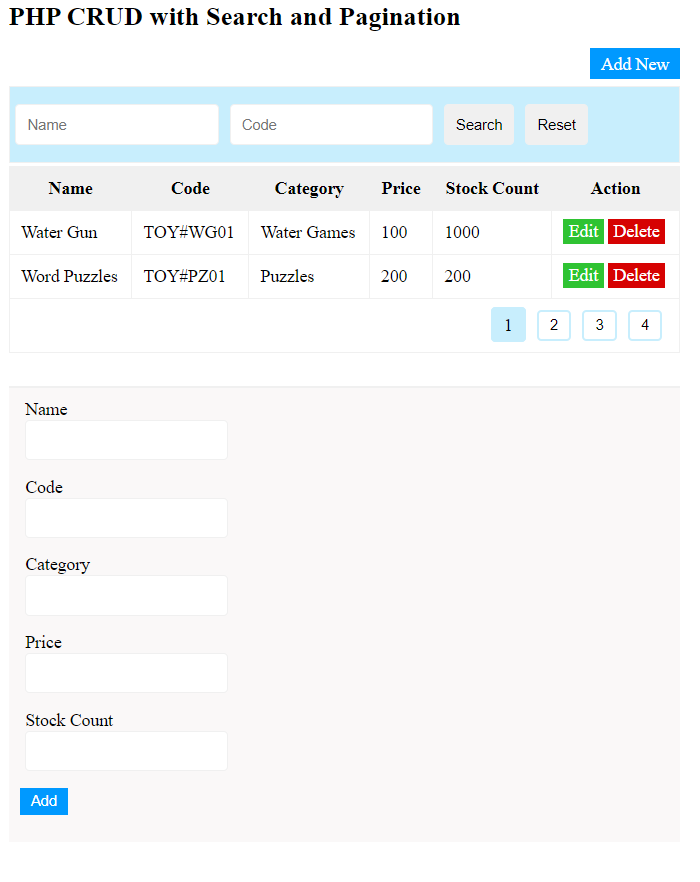 ฟรี code PHP CRUD with Search and Pagination jQuery AJAX