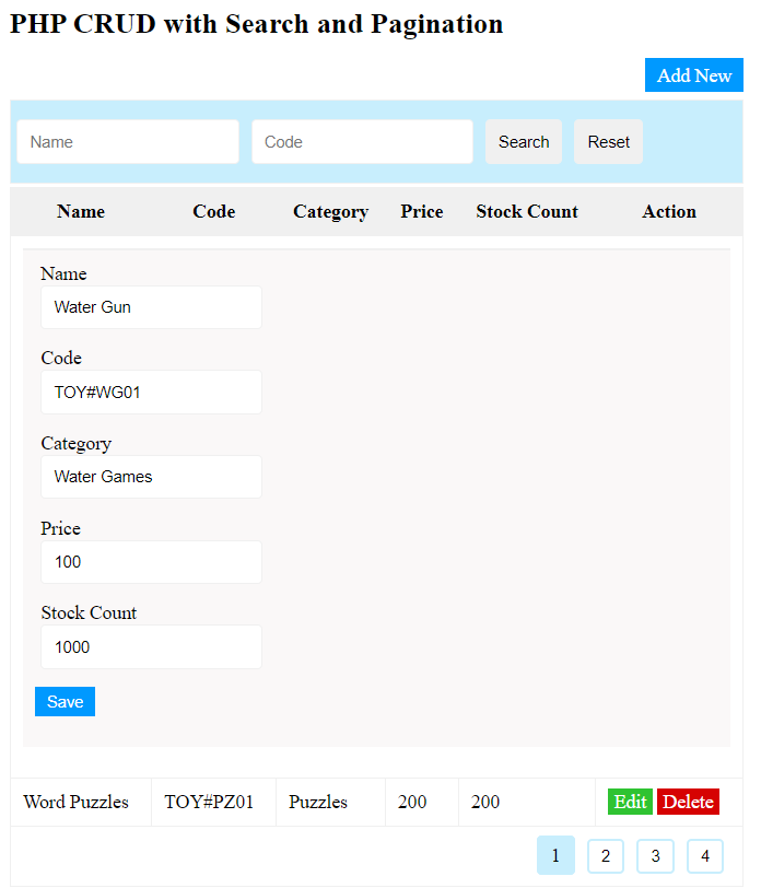 ฟรี code PHP CRUD with Search and Pagination jQuery AJAX