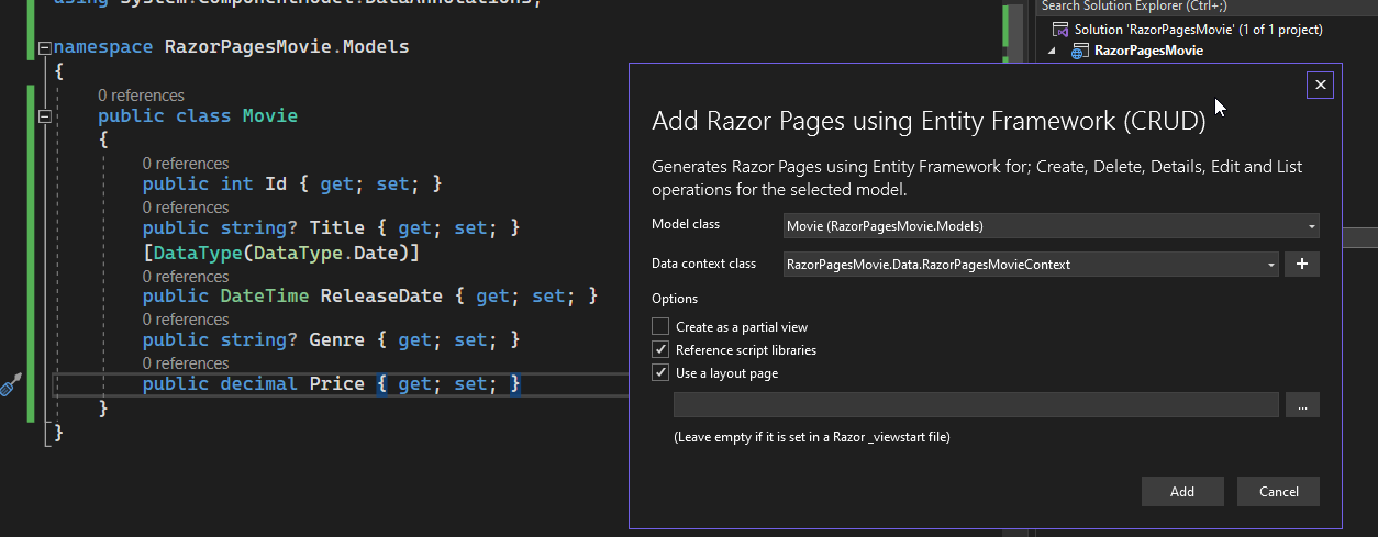 C# Razor Pages app in ASP.NET Core Error แบบนี้แก้ยังไง ครับ