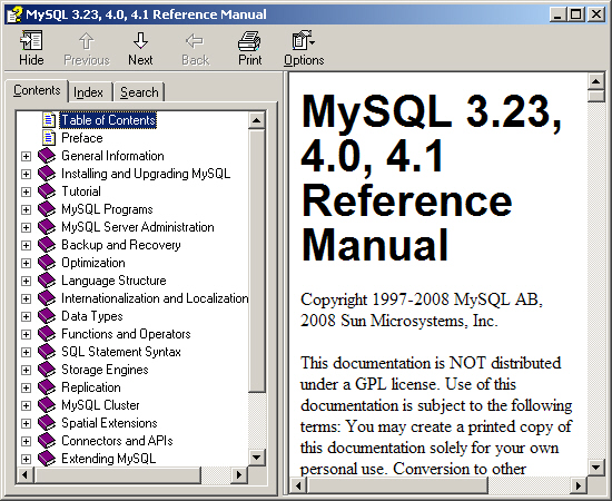 MySQL 4 Documentation