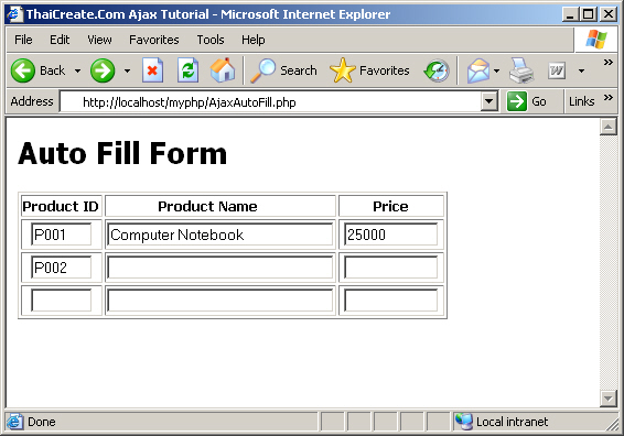 Ajax Auto Fill Textbox (PHP+MySQL & ASP+Access)