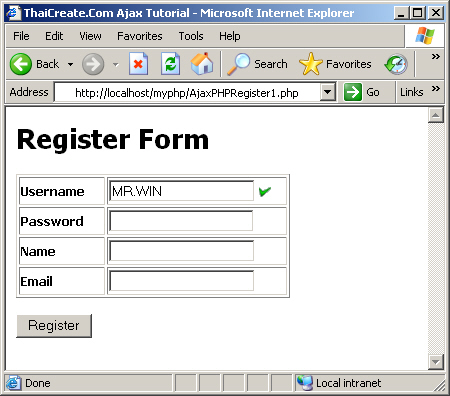 Ajax Check User Ajax Check User