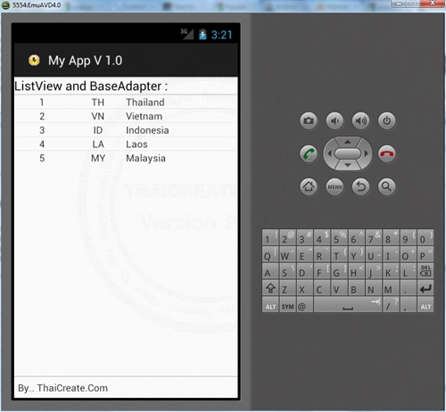 Android BaseAdapter Example Android BaseAdapter Example