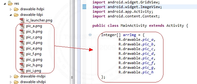 Android ImageView and GridView