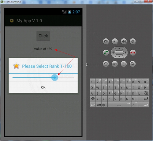 Android SeekBar in Alert Dialog Popup Android SeekBar in Alert Dialog Popup
