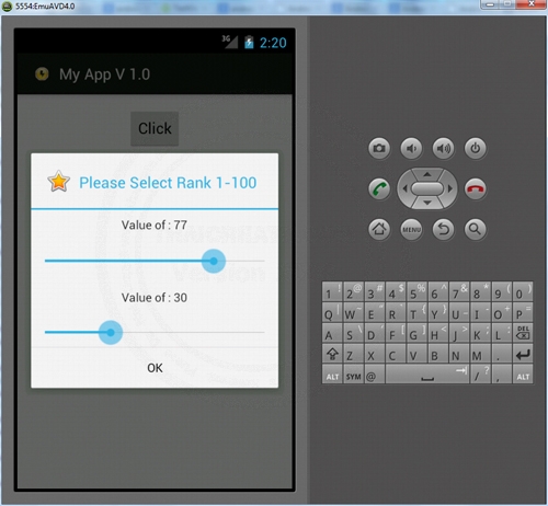 Android SeekBar in Alert Dialog Popup Android SeekBar in Alert Dialog Popup