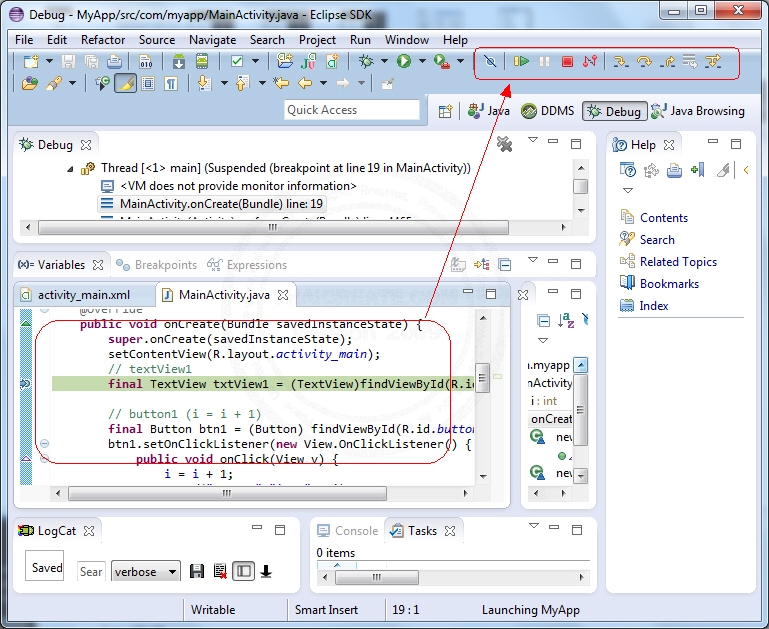 การใช้งาน Debugging (LogCat) ในการเขียน Android บนโปรแกรม Eclipse IDE ...