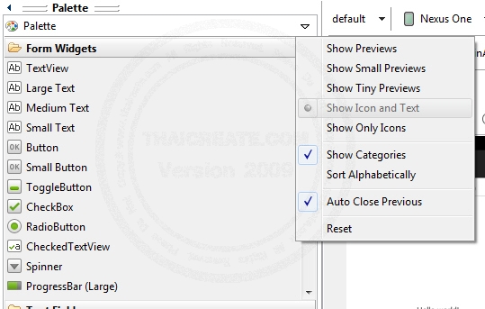 Palette Widgets  Android Eclipse