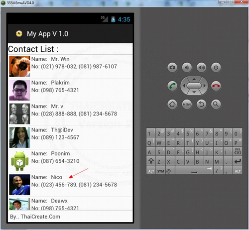 Android People Contact List