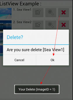 Android ListView and Buttons Command
