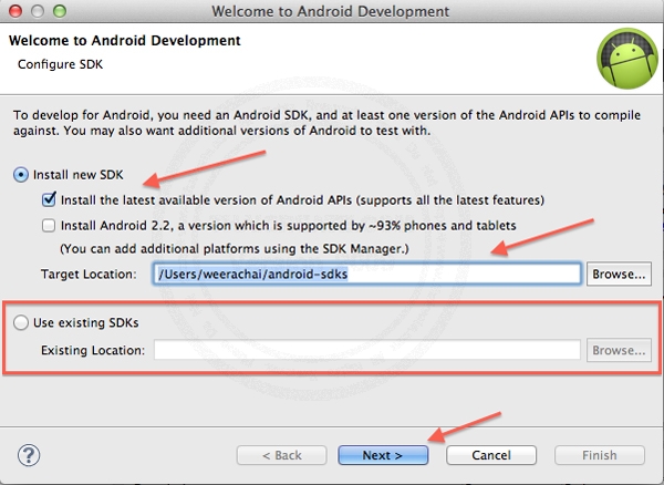 Android Mac Install Android  (ADT) Plugin and Android SDK