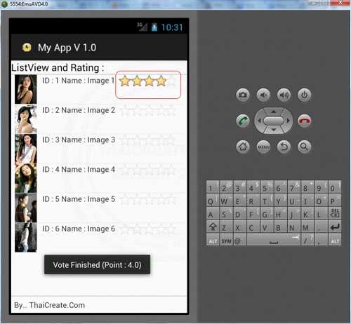 Android Rating (Vote) and ListView Part 1