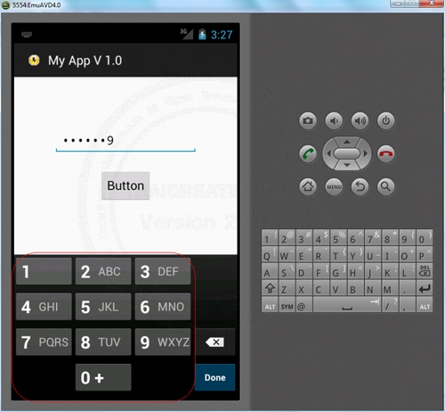 Password (Numeric) (EditText) - Android Widgets Example