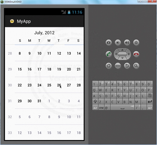 CalendarView - Android Widgets
