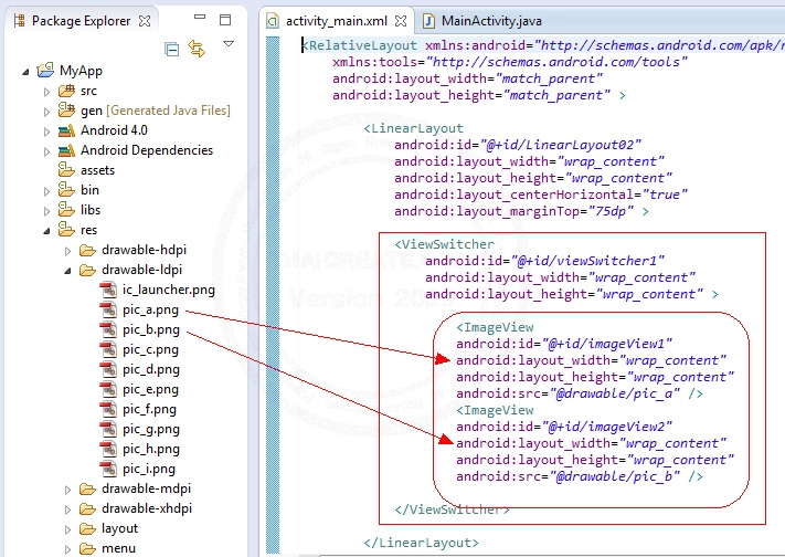ViewSwitcher - Android Widgets Example
