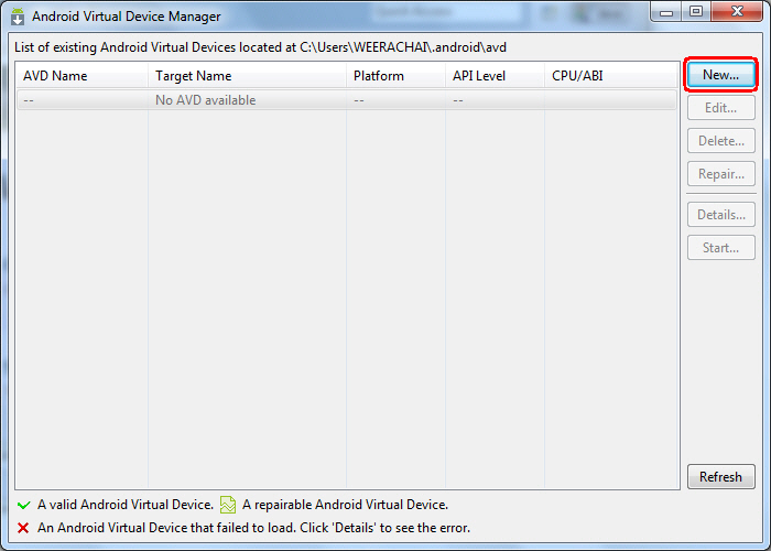 Android AVD - Android Virtual Device Manager (Emulator)