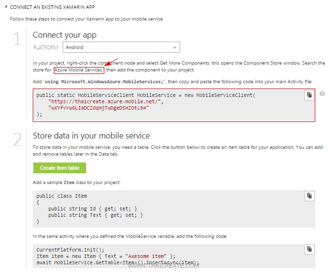 Android C# (Xamarin)  Table and Mobile Services Insert