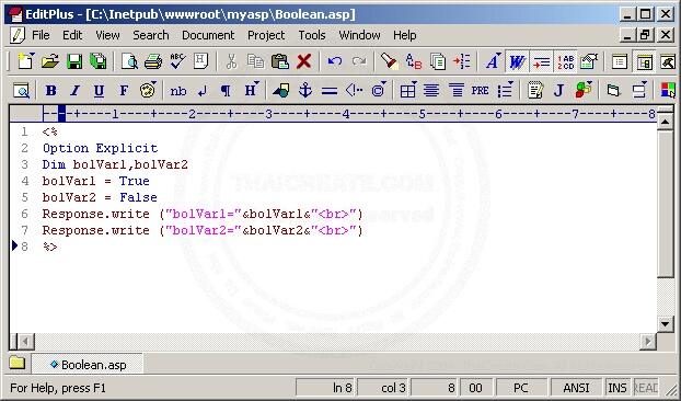 Boolean Operator In Vbscript ASP/VBScript Boolean()