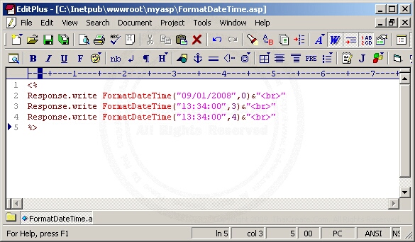ASP/VBScript FormatDateTime()